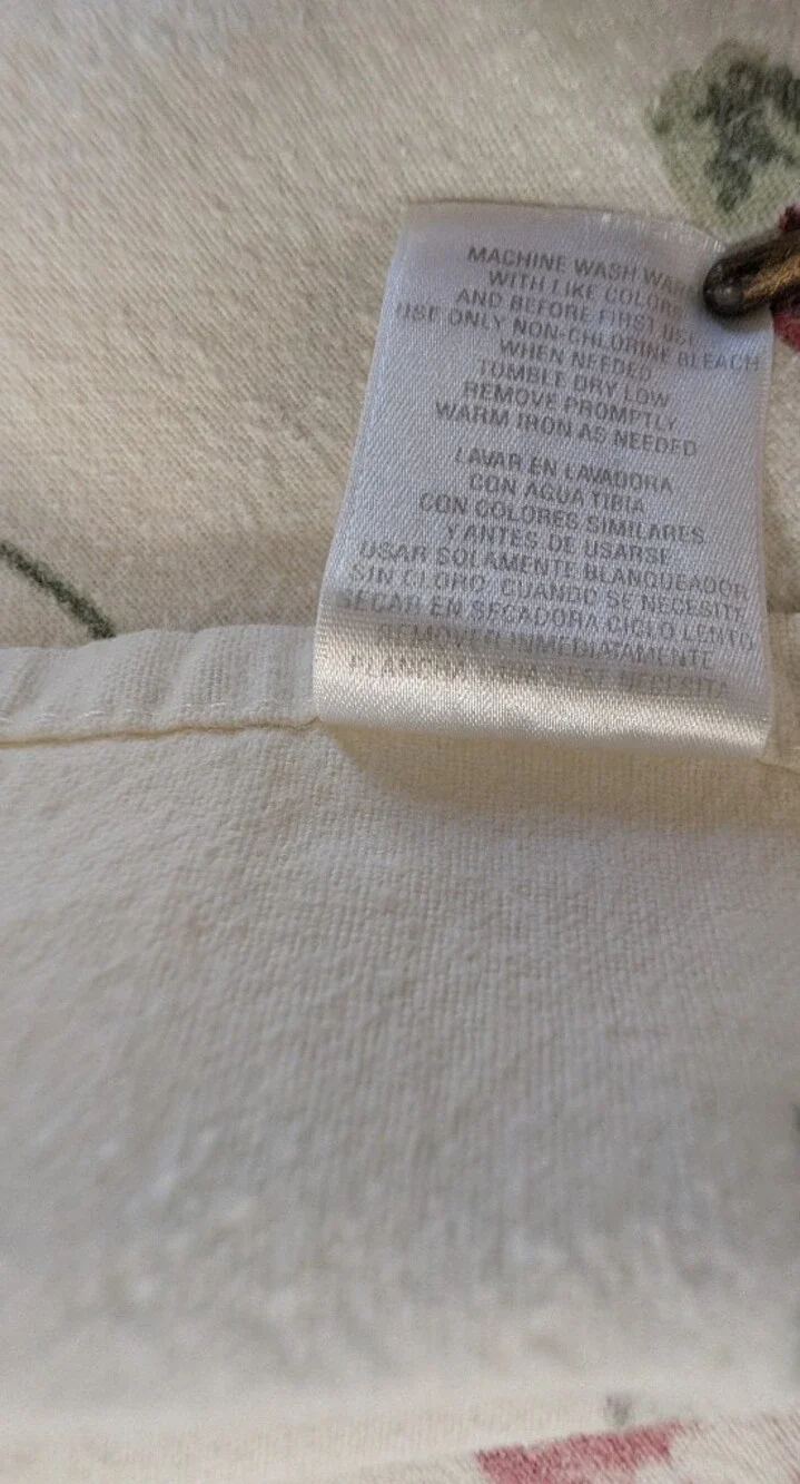 Vintage Flannel Flat Sheet & 2 Pillowcases Red Roses Ivory Shabby Chic JCP 3 Pcs